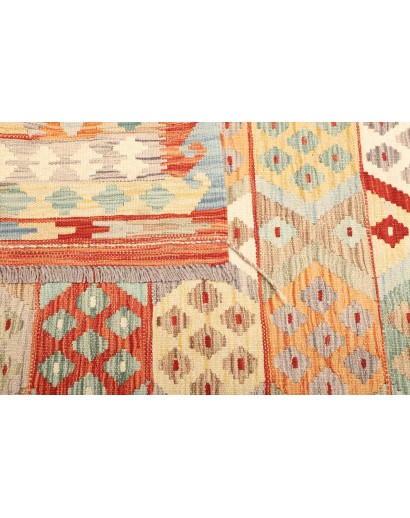 Tappeto Kilim Afghanistan bianco rosso 173x240