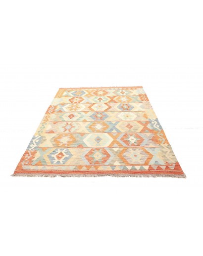 Tappeto Kilim Afghanistan bianco giallo 150x200