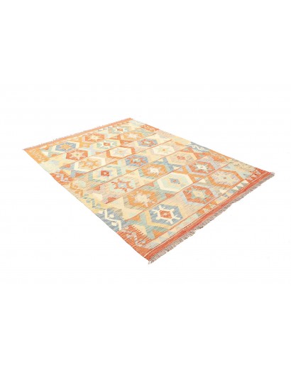 Tappeto Kilim Afghanistan bianco giallo 150x200