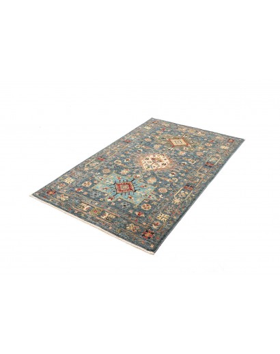 Tappeto Tribal Pakistan bianco azzurro 102x157