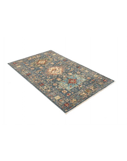 Tappeto Tribal Pakistan bianco azzurro 102x157