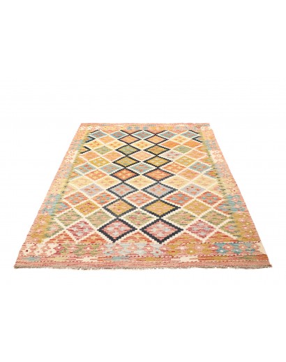 Tappeto Kilim Afghanistan giallo arancione 132x184