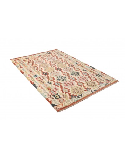 Tappeto Kilim Afghanistan giallo azzurro 130x185