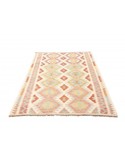 Tappeto Kilim Afghanistan bianco rosso 124x184