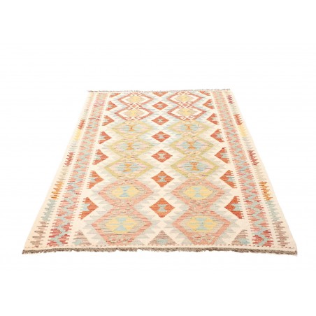 Tappeto Kilim Afghanistan bianco rosso 124x184