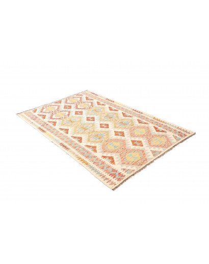 Tappeto Kilim Afghanistan bianco rosso 124x184