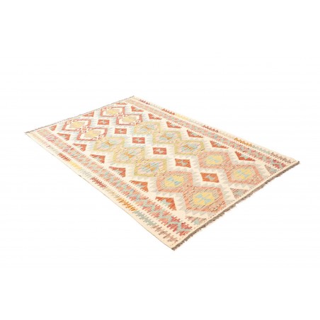 Tappeto Kilim Afghanistan bianco rosso 124x184