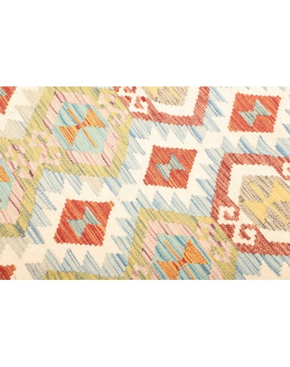 Tappeto Kilim Afghanistan bianco rosso 124x184