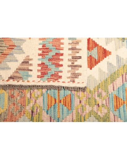 Tappeto Kilim Afghanistan bianco rosso 124x184