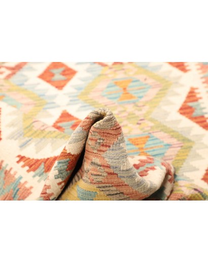 Tappeto Kilim Afghanistan bianco rosso 124x184