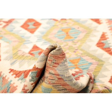 Tappeto Kilim Afghanistan bianco rosso 124x184