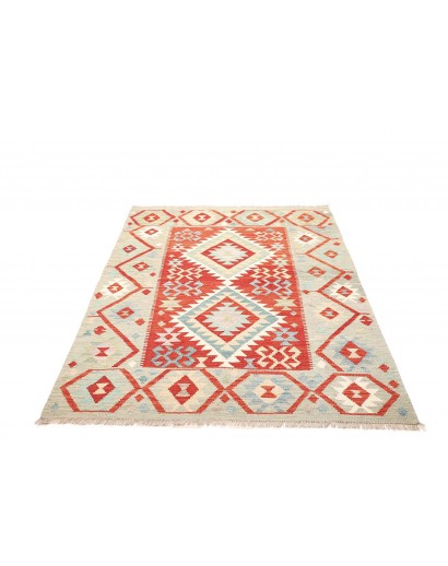 Tappeto Kilim Afghanistan bianco rosso 129x170