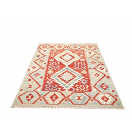 Tappeto Kilim Afghanistan bianco rosso 129x170