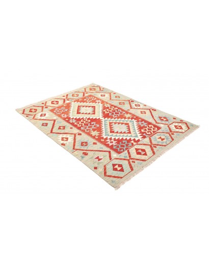 Tappeto Kilim Afghanistan bianco rosso 129x170