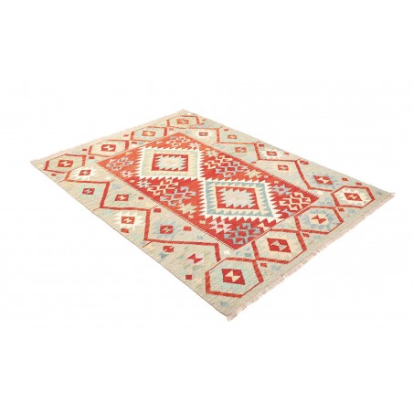 Tappeto Kilim Afghanistan bianco rosso 129x170