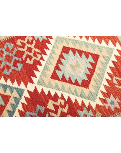Tappeto Kilim Afghanistan bianco rosso 129x170
