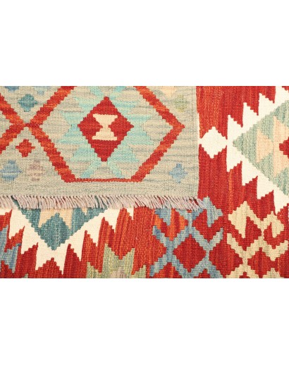 Tappeto Kilim Afghanistan bianco rosso 129x170