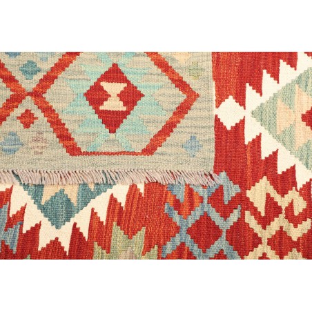 Tappeto Kilim Afghanistan bianco rosso 129x170