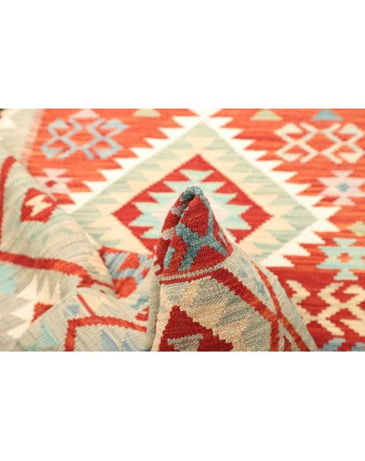 Tappeto Kilim Afghanistan bianco rosso 129x170