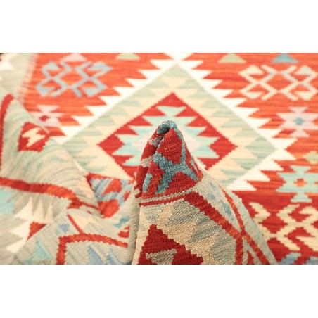 Tappeto Kilim Afghanistan bianco rosso 129x170