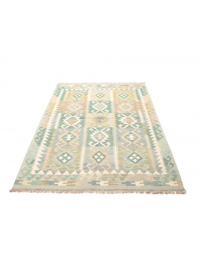Tappeto Kilim Afghanistan bianco verde 120x180