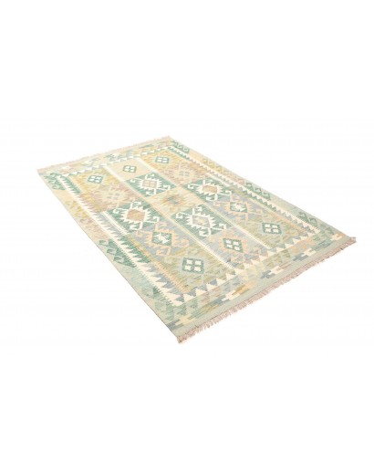 Tappeto Kilim Afghanistan bianco verde 120x180