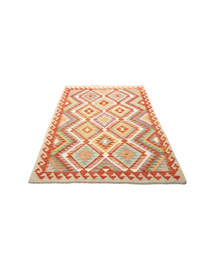 Tappeto Kilim Afghanistan bianco arancione 123x185