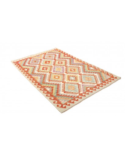 Tappeto Kilim Afghanistan bianco arancione 123x185