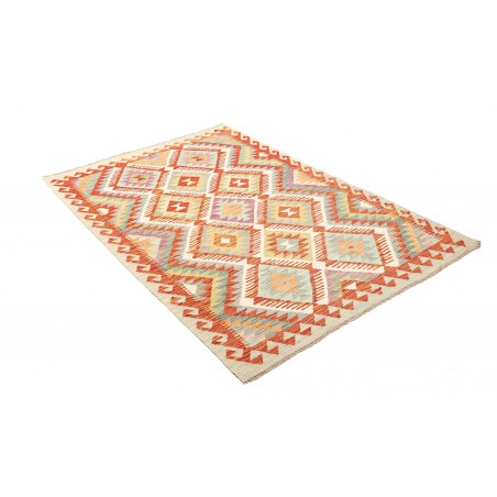 Tappeto Kilim Afghanistan bianco arancione 123x185