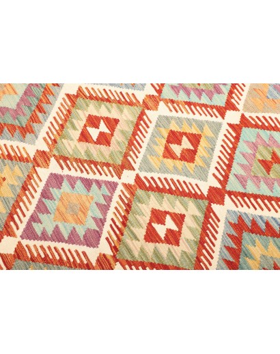 Tappeto Kilim Afghanistan bianco arancione 123x185