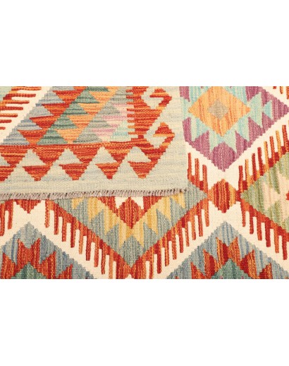 Tappeto Kilim Afghanistan bianco arancione 123x185