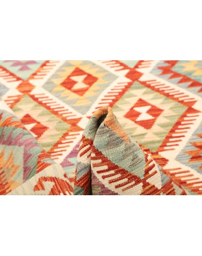Tappeto Kilim Afghanistan bianco arancione 123x185
