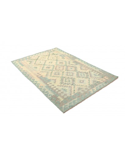Tappeto Kilim Afghanistan bianco verde 125x182