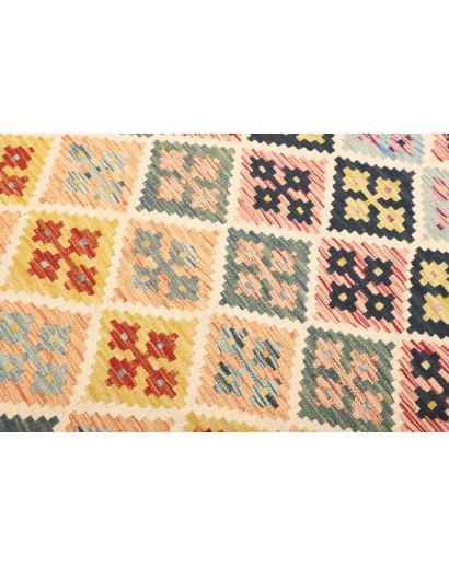 Tappeto Kilim Afghanistan bianco grigio 122x191