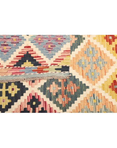 Tappeto Kilim Afghanistan bianco grigio 122x191