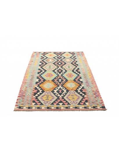 Tappeto Kilim Afghanistan bianco azzurro 129x179
