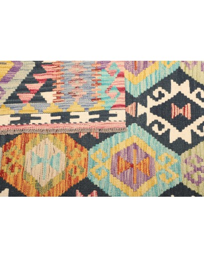 Tappeto Kilim Afghanistan bianco azzurro 129x179
