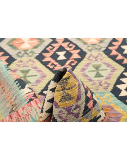 Tappeto Kilim Afghanistan bianco azzurro 129x179