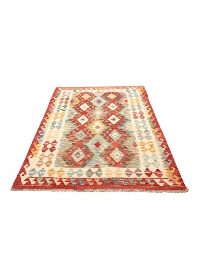 Tappeto Kilim Afghanistan giallo rosso 126x178