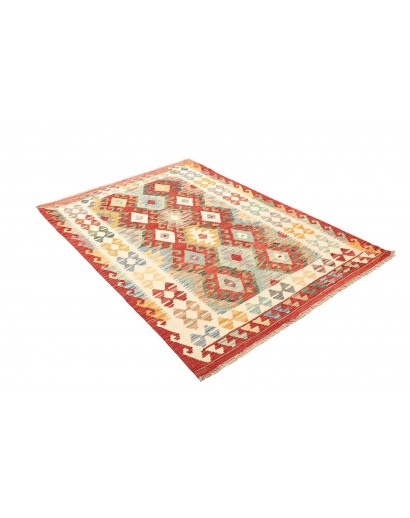 Tappeto Kilim Afghanistan giallo rosso 126x178