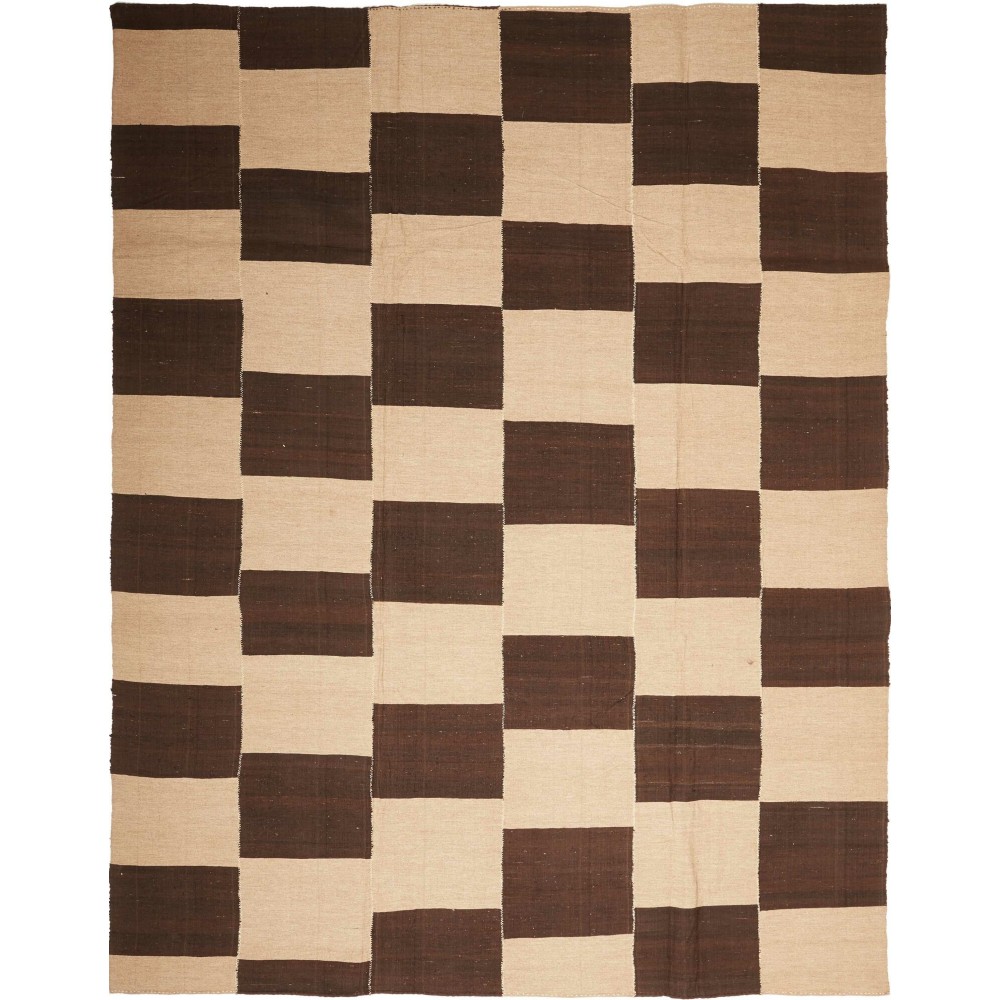 Tappeto Kilim Kavir Persia marrone verde 222x285 Tappeto Kilim Kavir Persia marrone verde 222x285