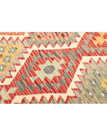 Tappeto Kilim Afghanistan giallo rosso 129x186