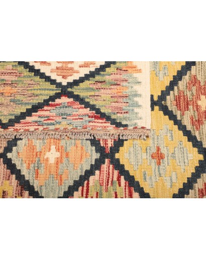 Tappeto Kilim Afghanistan giallo azzurro 125x188