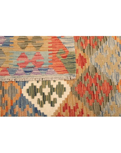 Tappeto Kilim Afghanistan marrone azzurro 128x178