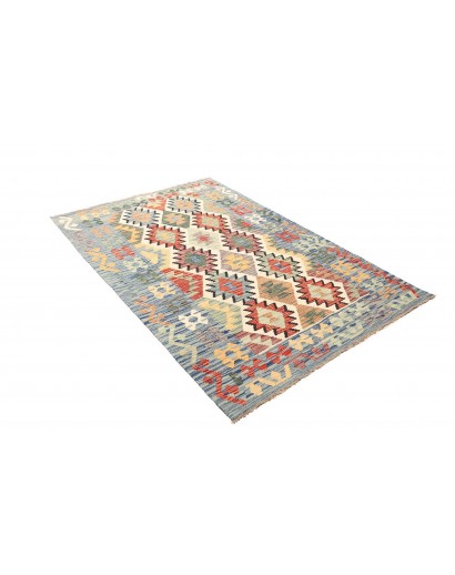 Tappeto Kilim Afghanistan beige azzurro 125x191