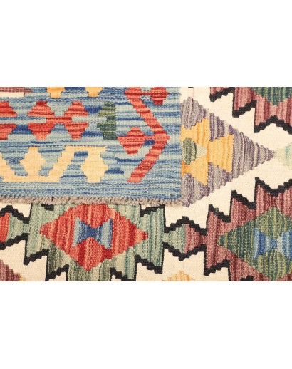 Tappeto Kilim Afghanistan beige azzurro 125x191