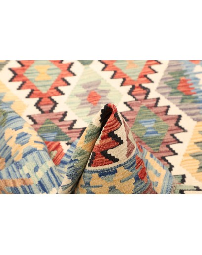 Tappeto Kilim Afghanistan beige azzurro 125x191