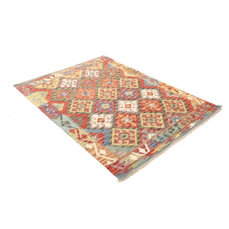 Tappeto Kilim Afghanistan marrone giallo 130x173