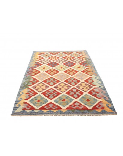 Tappeto Kilim Afghanistan bianco rosso 126x186