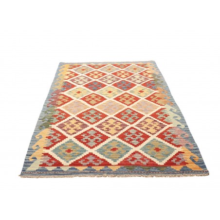 Tappeto Kilim Afghanistan bianco rosso 126x186